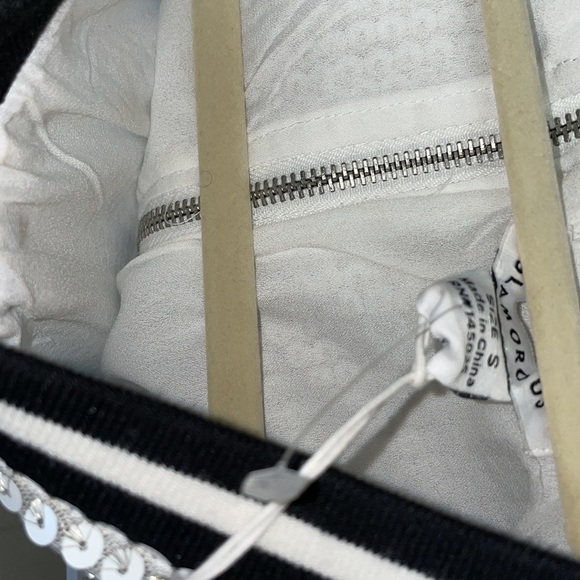 Glamour tshirt dress sequins edgy tomboy chic white blue lined jersey sports - Picture 7 of 8